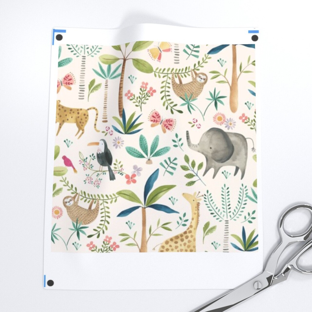 Jungle Safari Animals Nursery Kids Baby Cute Gender Neutral Beige Green Blue Lion Elephant Sloth Custom Pre-pasted Wallpaper by Spoonflower Pre-Pasted Wallpaper 2FT Wide